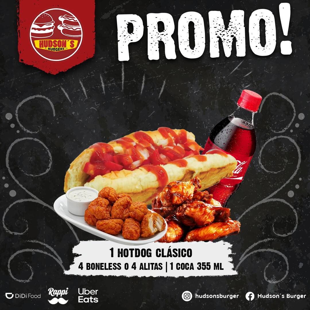 Hotdog 4boneless/4 Alitas + 1 Coca Cola 355ml