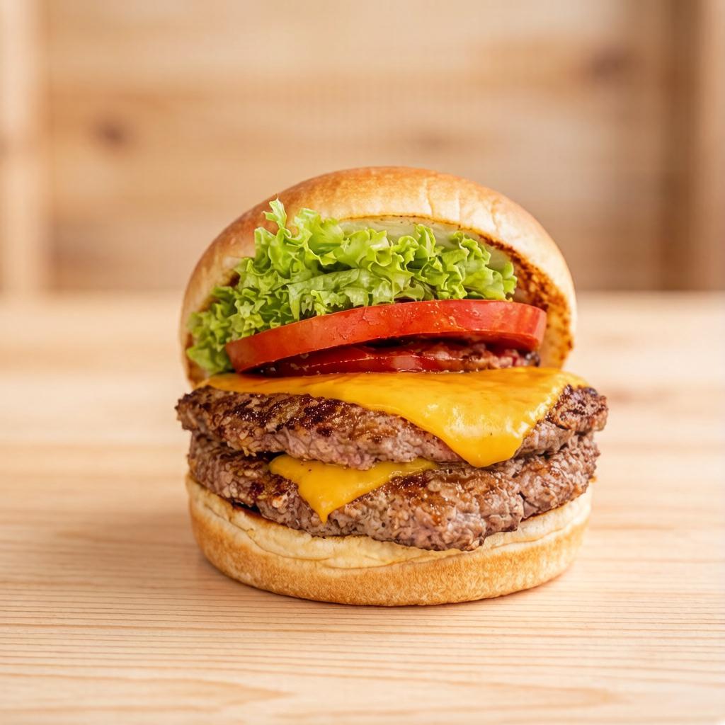 Pão brioche, 2 burger 100g caseiro, 2 cheddar, alface e tomate