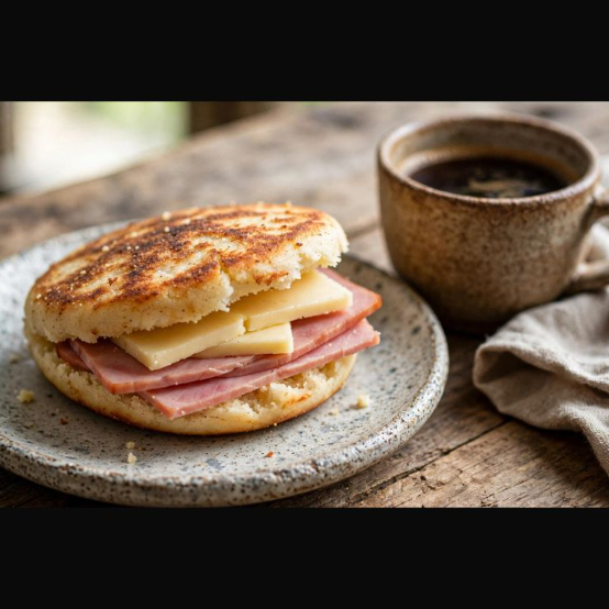 ArepaJamón&Queso y Café Negro