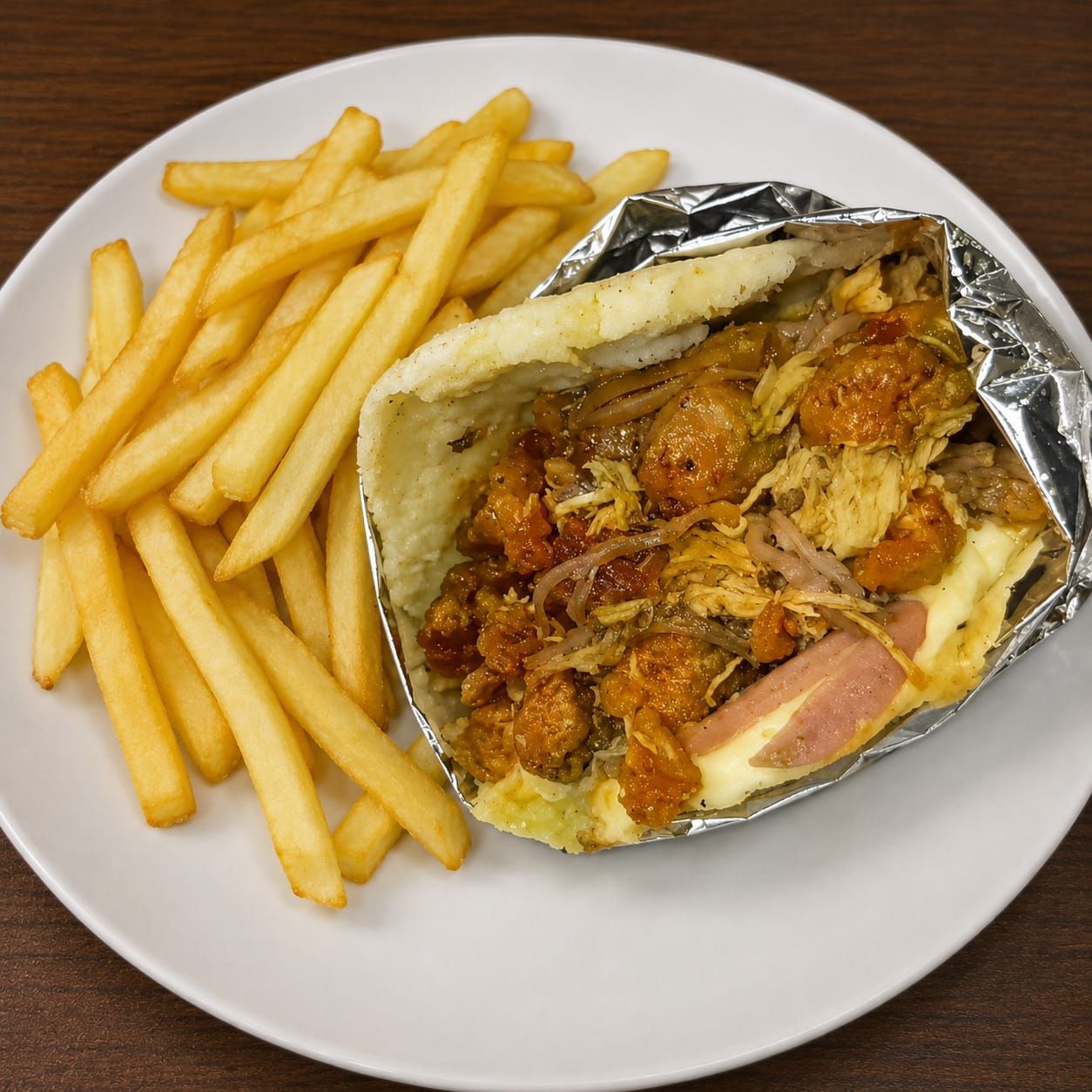 Arepa con Todo más Papas