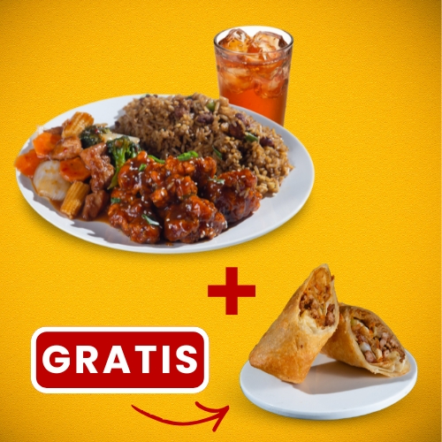 Paquete 2 + Rollo Oriental de Pollo ¡Gratis!