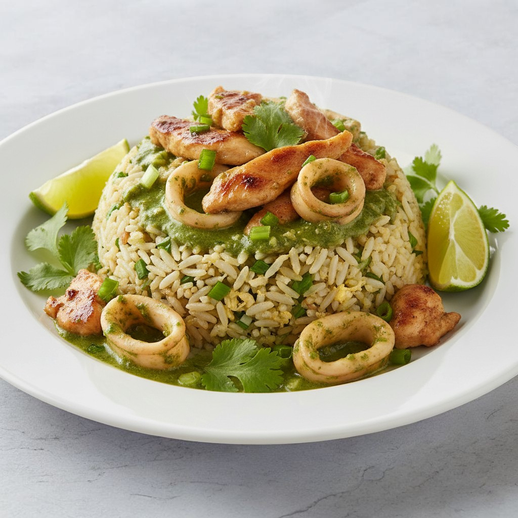 Wok en salsa de cilantro