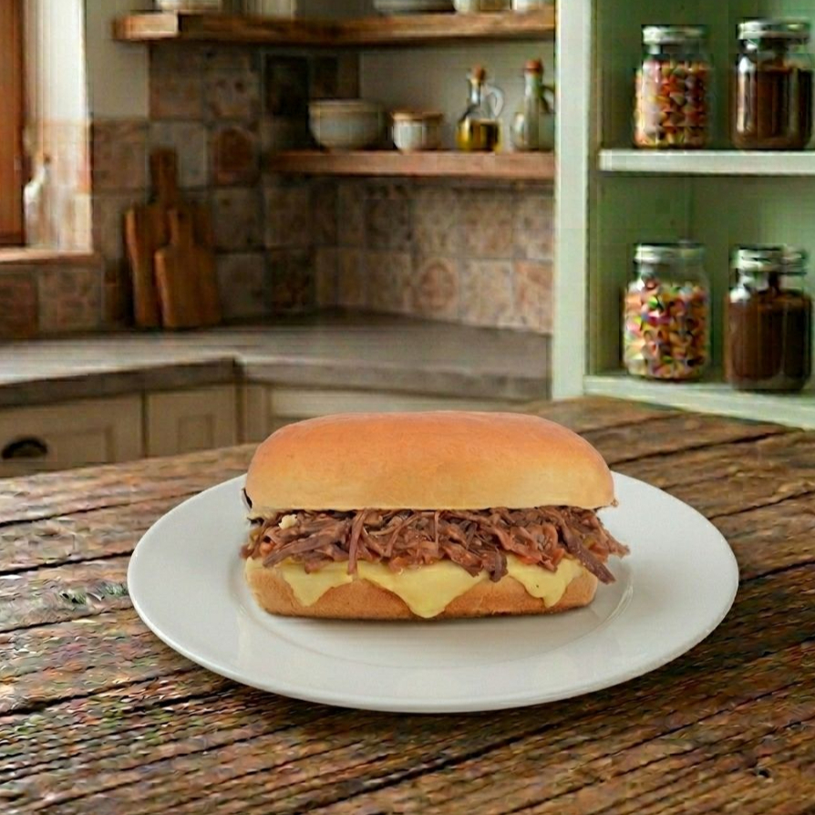 Sanduche carne desmechada