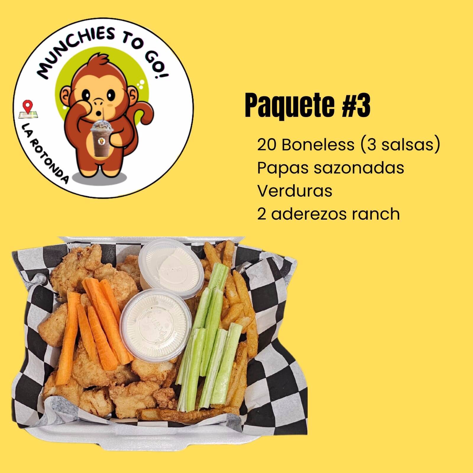 Paq#3 - 20 Boneless y Papas Sazonadas