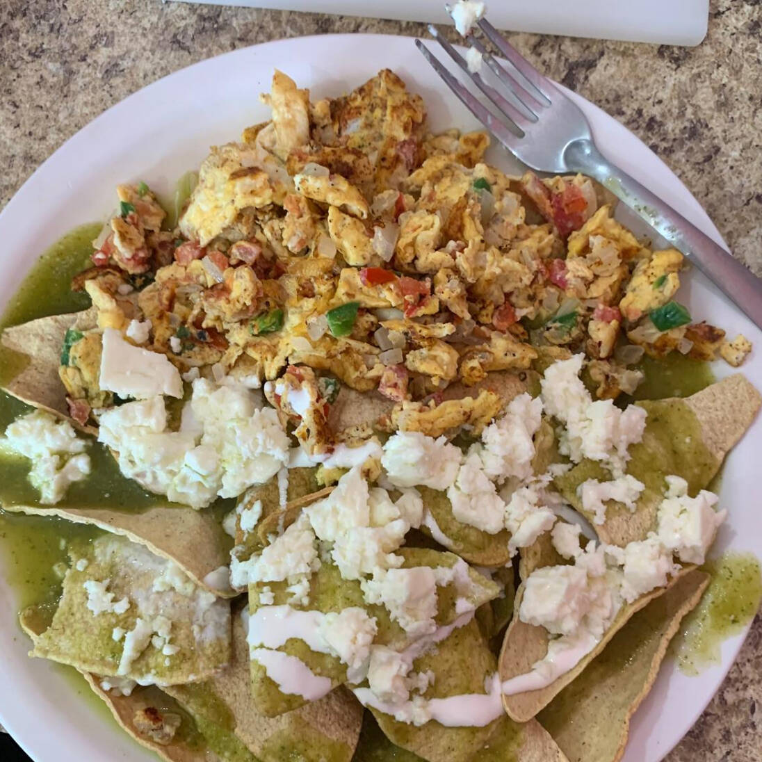 Chilaquies Verdes con Huevo al Gusto