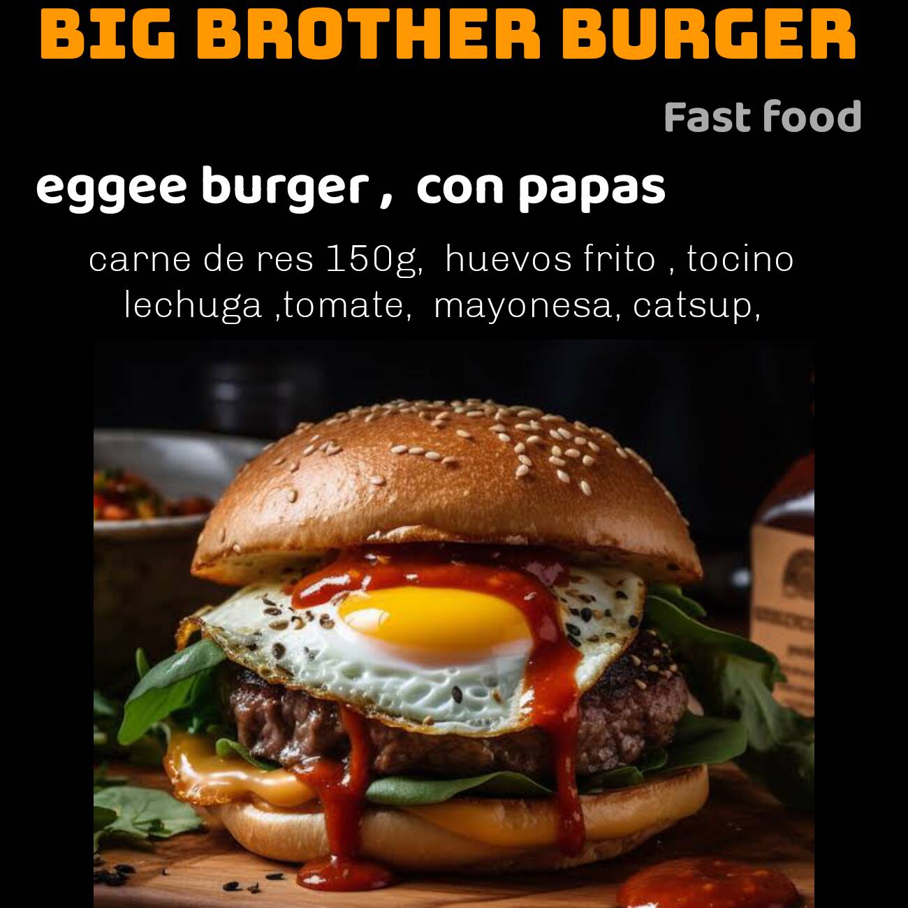 Eggee burger con papas