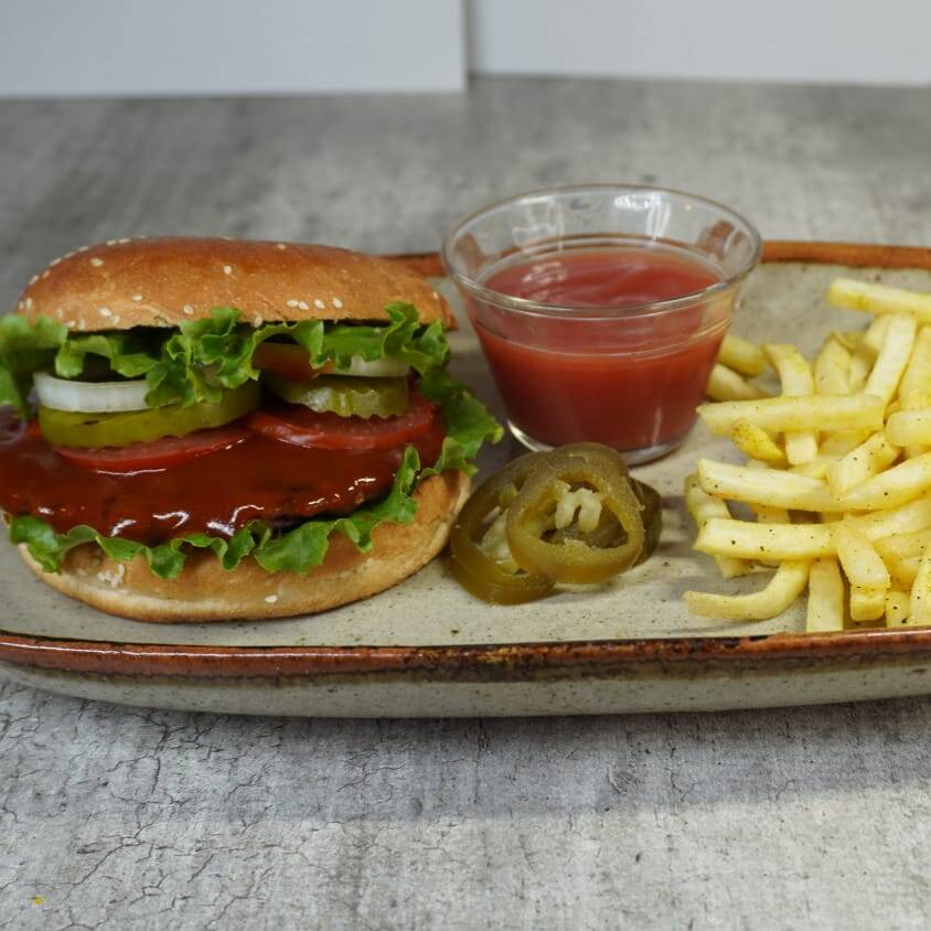 HAMBURGUESA BBQ + PAPAS