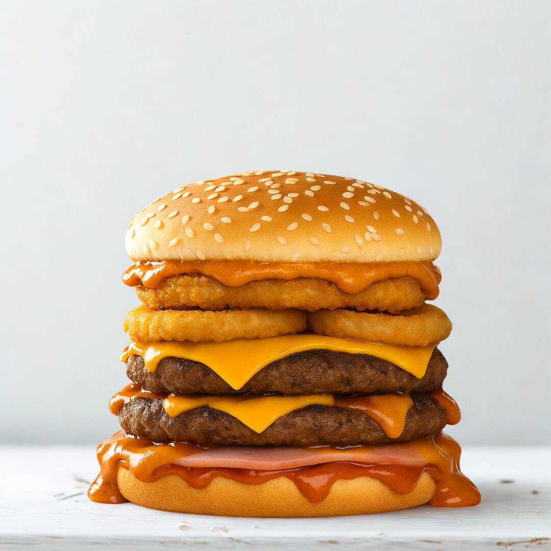 DIDI Stacker Chipotle Burger + Papas.