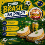 Porque assistir ao jogo é ainda melhor em boa companhia!
2 Tapiocas salgadas à escolha
2 Refrigerantes lata
O combo ideal para dividir enquanto torce pelo Brasil!