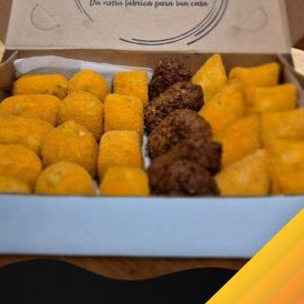 Monte do seu Jeito, cada salgado pesa em média 30 gramas: Coxinha de Frango, Quibe, Bolinha de Queijo, Bolinho de Queijo com Milho e Alho Frito, Travesseirinho de Pizza, Enroladinho de Salsicha, e Mini Pastel com sabores variados.
