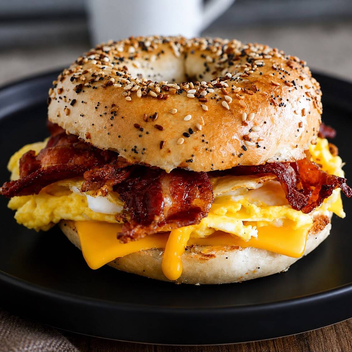 Bagle De Huevo Con Tocino