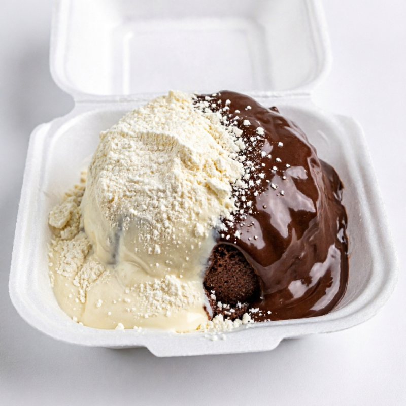 Massa de chocolate com uma deliciosa cobertura de chocolate e cobertura de leite ninho