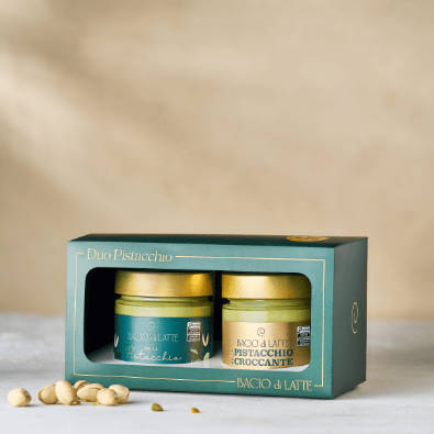 Experimente a combinação perfeita de cremosidade e crocância com a curadoria que fizemos para os amantes de pistache, Creme Bella Pistacchio tradicional e Creme Bella Pistacchio Croccante Bacio di Latte.