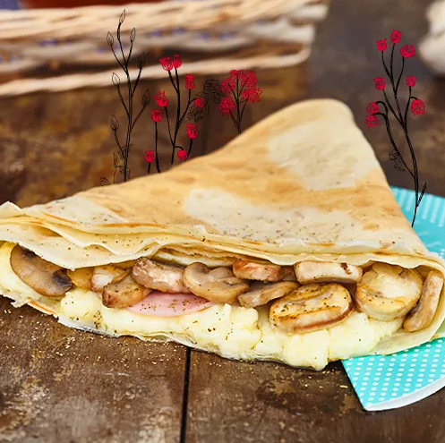 Crepe Jamón, Queso y Champiñones