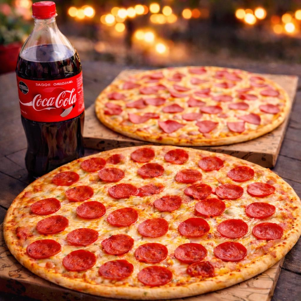 Combo 2 pizzas de 8 porciones + Coca Cola 1 lt