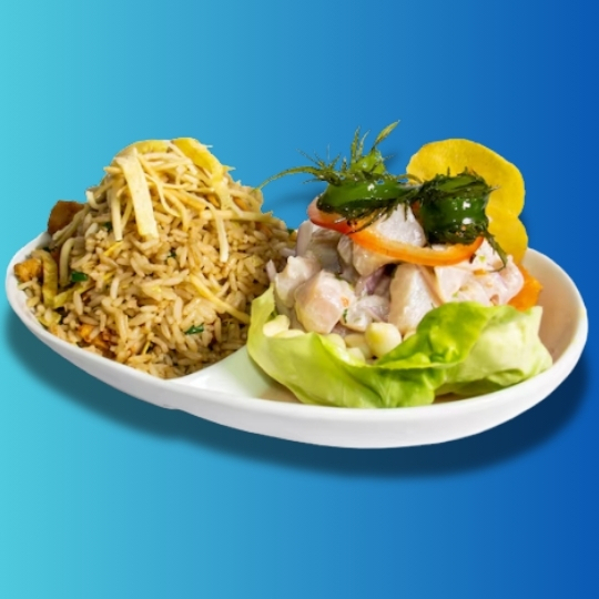 Chaufa de Marisco + Ceviche de Pescado