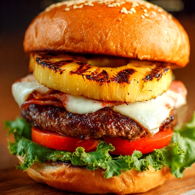 Hamburguesa de Res Hawaiana