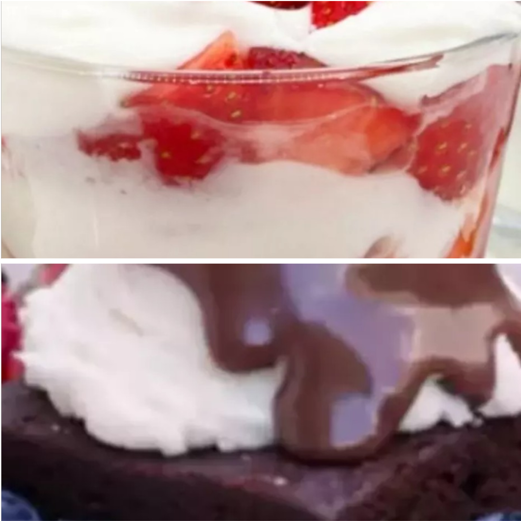 Brownie con helado+ Fresas con crema