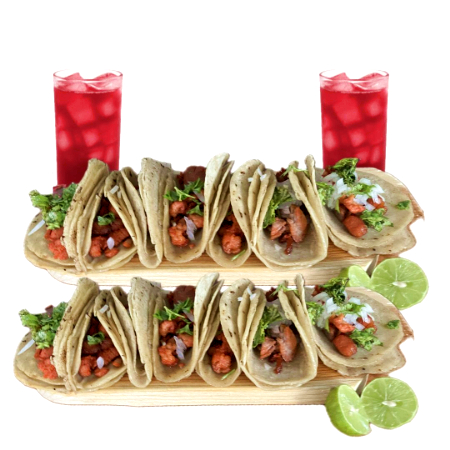 12 Tacos de Pastor + 2 Agua Fresca de 500ml