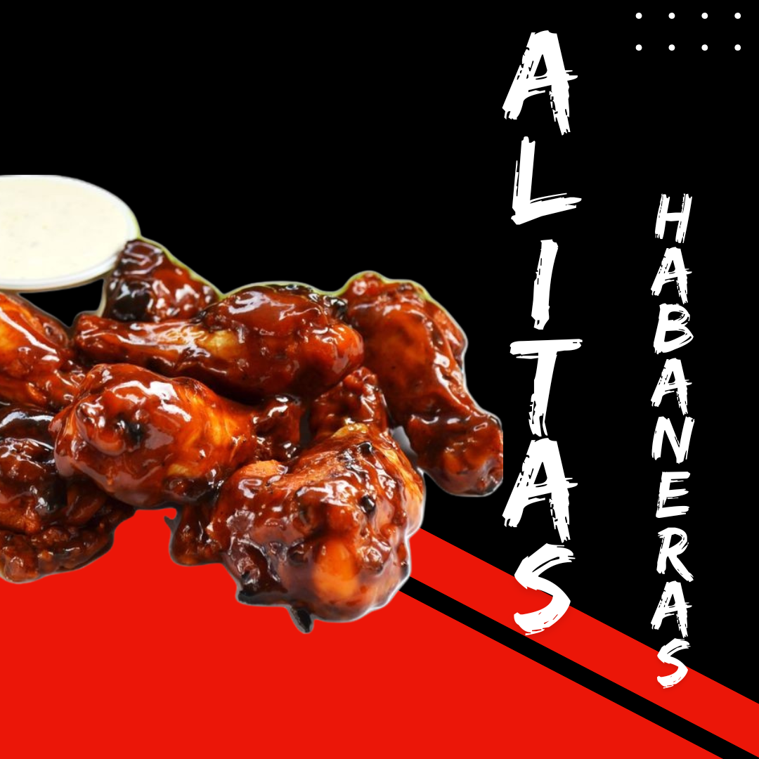 8 pz Alitas Mango habanero + Papas +  Ranch