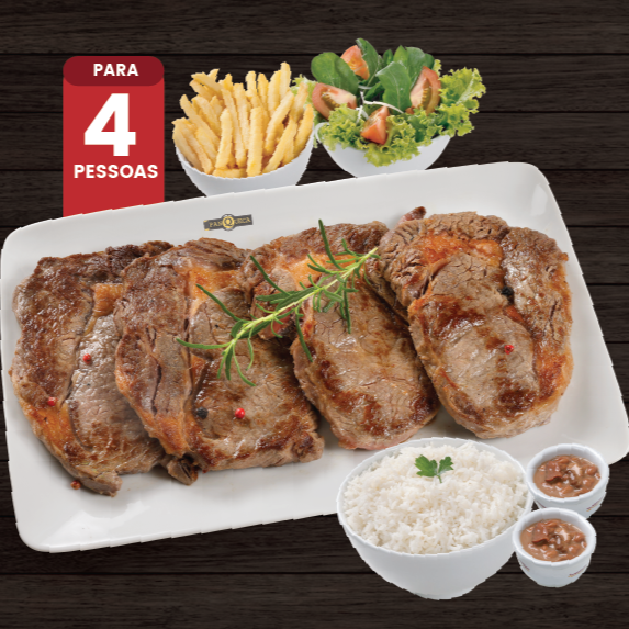 Para 4 Pessoas: 4 Anchos, Arroz, Feijão, Fritas e Salada Mista.