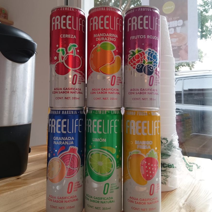 Lata Freelife Agua Gasificada Sin Azúcar 355 Ml
