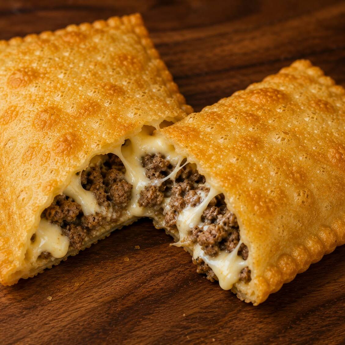 Massa sequinha e crocante, recheada com carne moida e queijo derretido. Uma combinação perfeita e cheia de sabor.