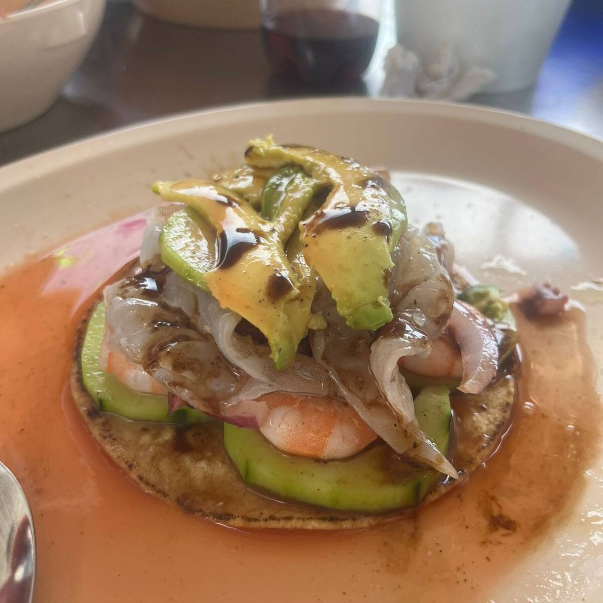 Tostada Ceviche camaron Mixto