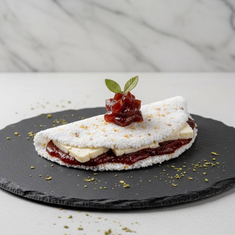 O clássico brasileiro em forma de tapioca! Recheada com queijo minas e goiabada cremosa, equilibrando perfeitamente o doce e o salgado.