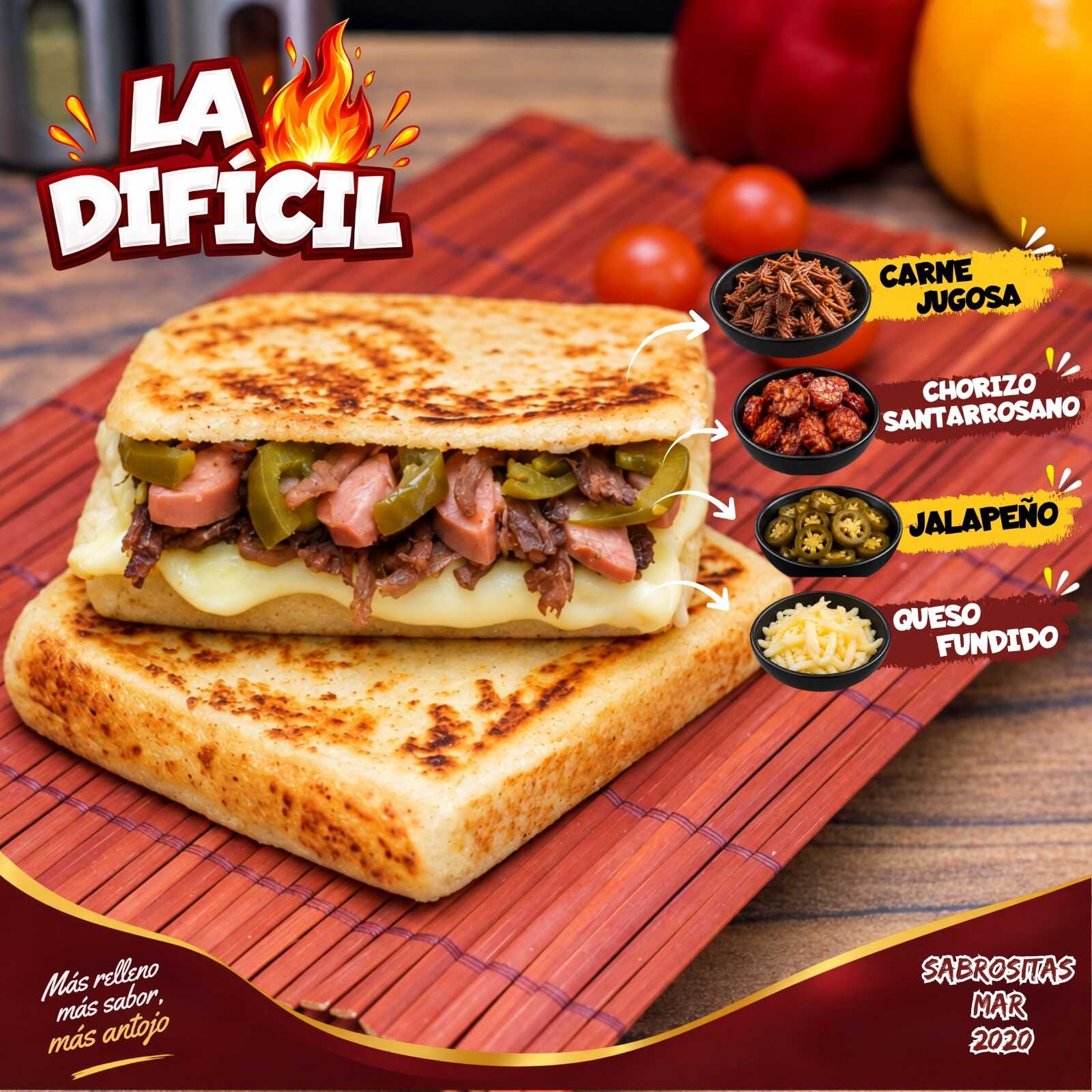 La Difícil | Carne Chorizo Jalapeño y Queso | L