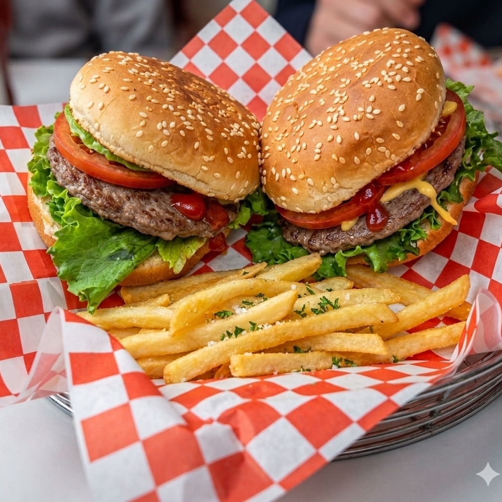 2 Hamburguesas + Papás