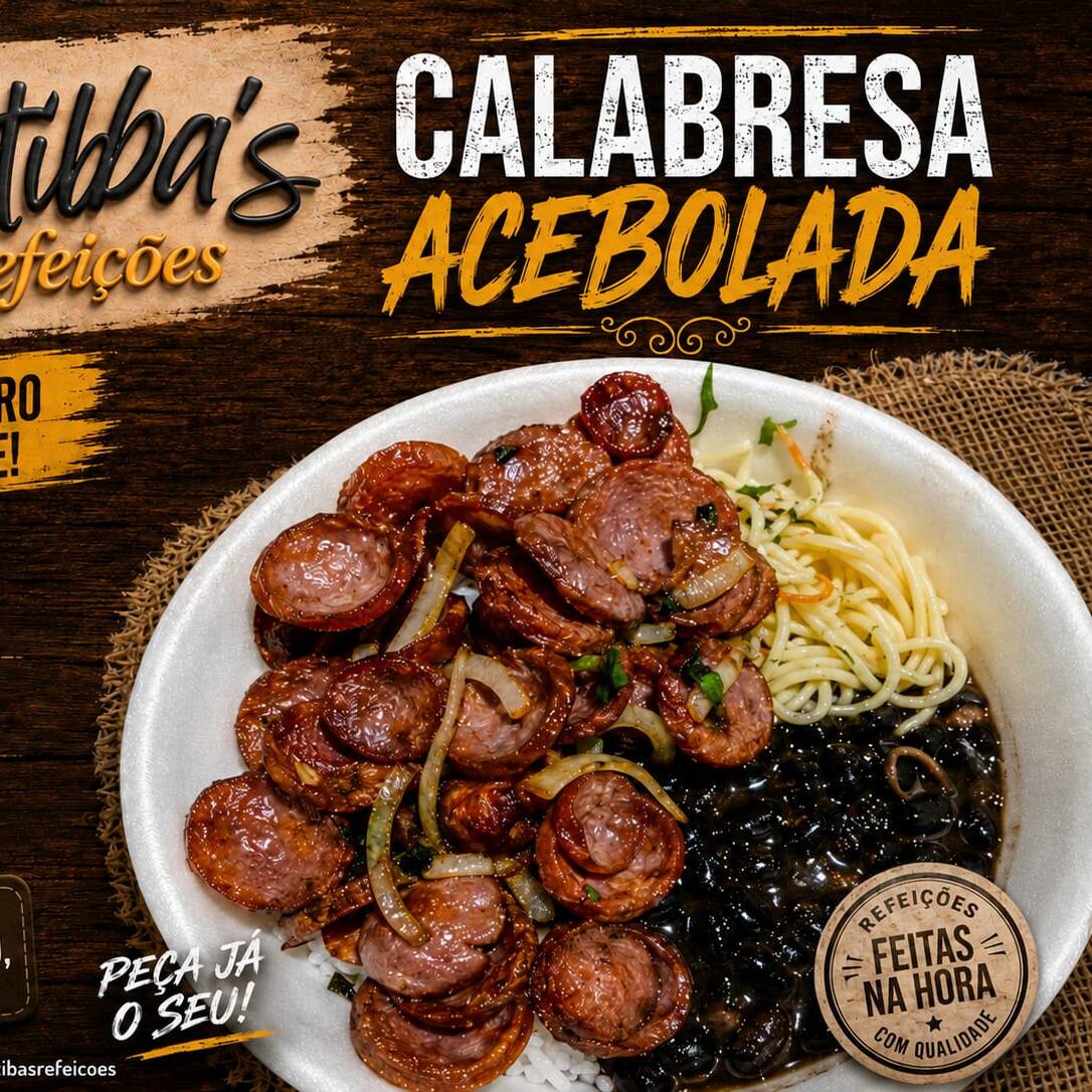 Calabresa Acebolada, acompanha Arroz, Feijão, Macarrão, Salada, Farofa