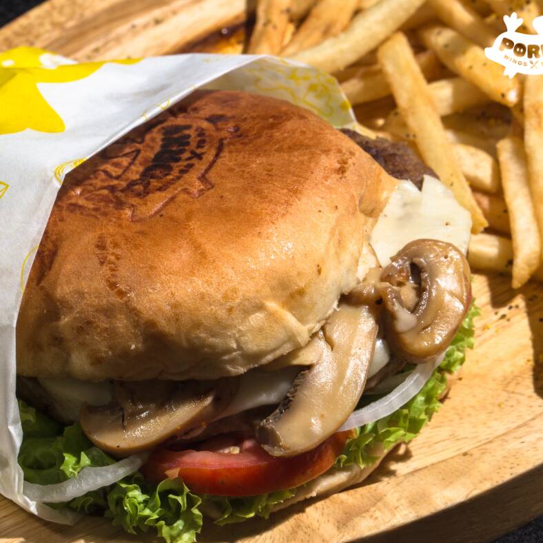 HAMBURGUESA CHAMPIÑONES