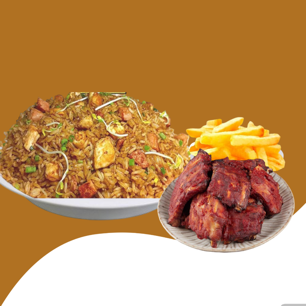 Arroz Chino 3 Personas Más 4 Costillas + Papas