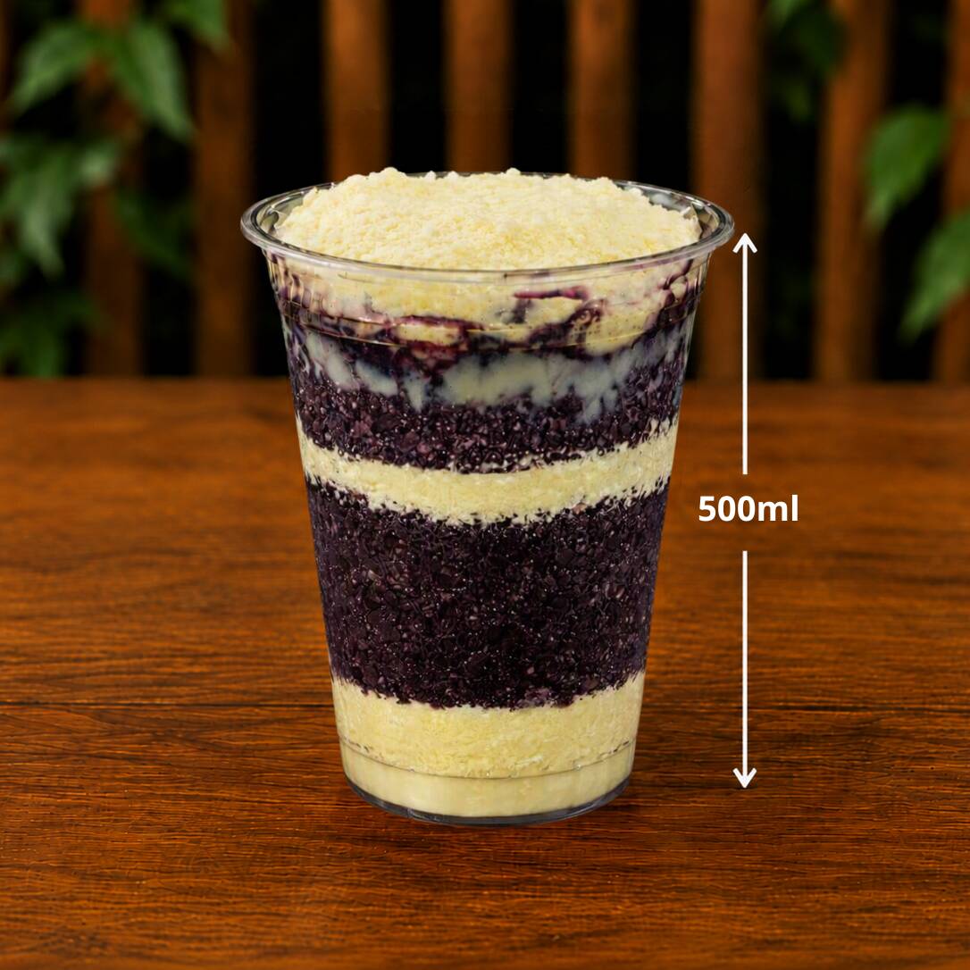 "Copo de 330ml montado com nosso açaí cremoso e leite ninho. A base perfeita pronta para receber o seu toque especial!
(Aviso: Contém apenas açaí e leite ninho. Para turbinar seu copo, adicione seus complementos preferidos na seção de adicionais). "