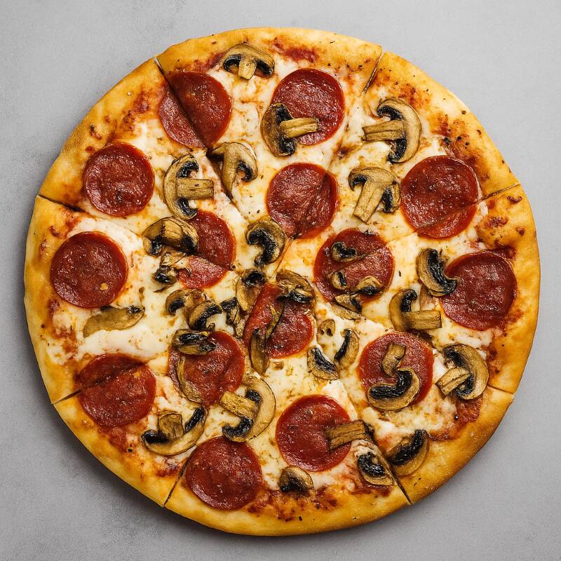 Pizza Pepperoni con Champiñones