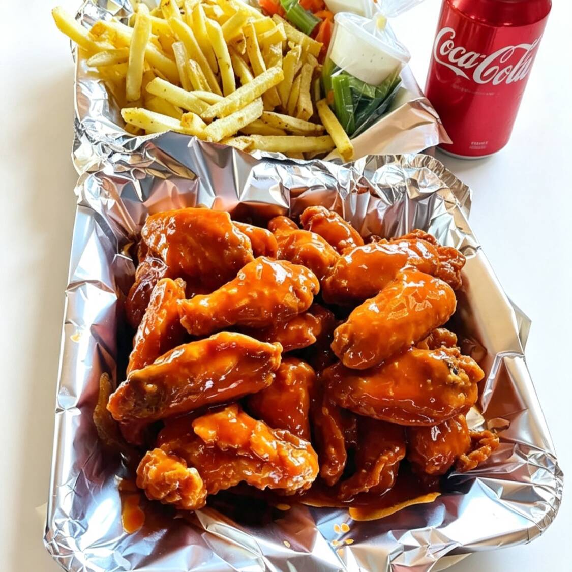 10 Alitas , Papas y Regreso 450ml.