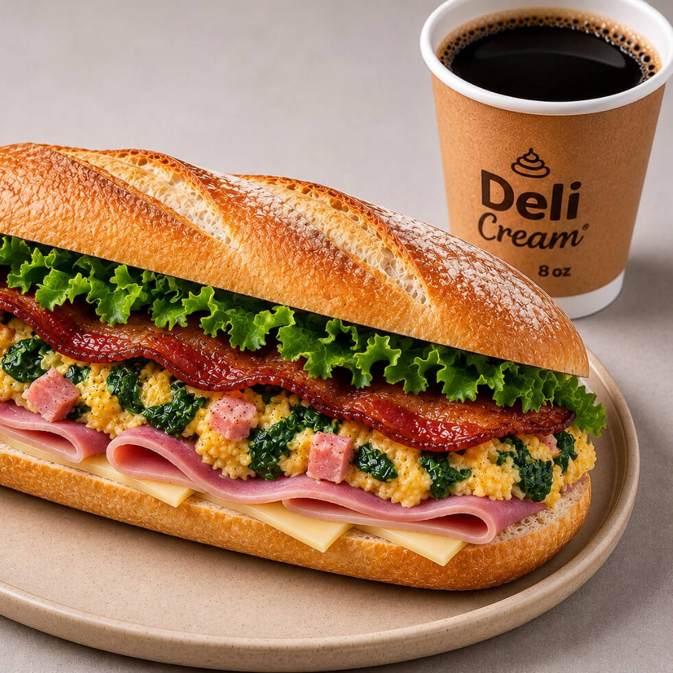 Baguette Huevo Con Espinaca Mas Cafe Del Dia