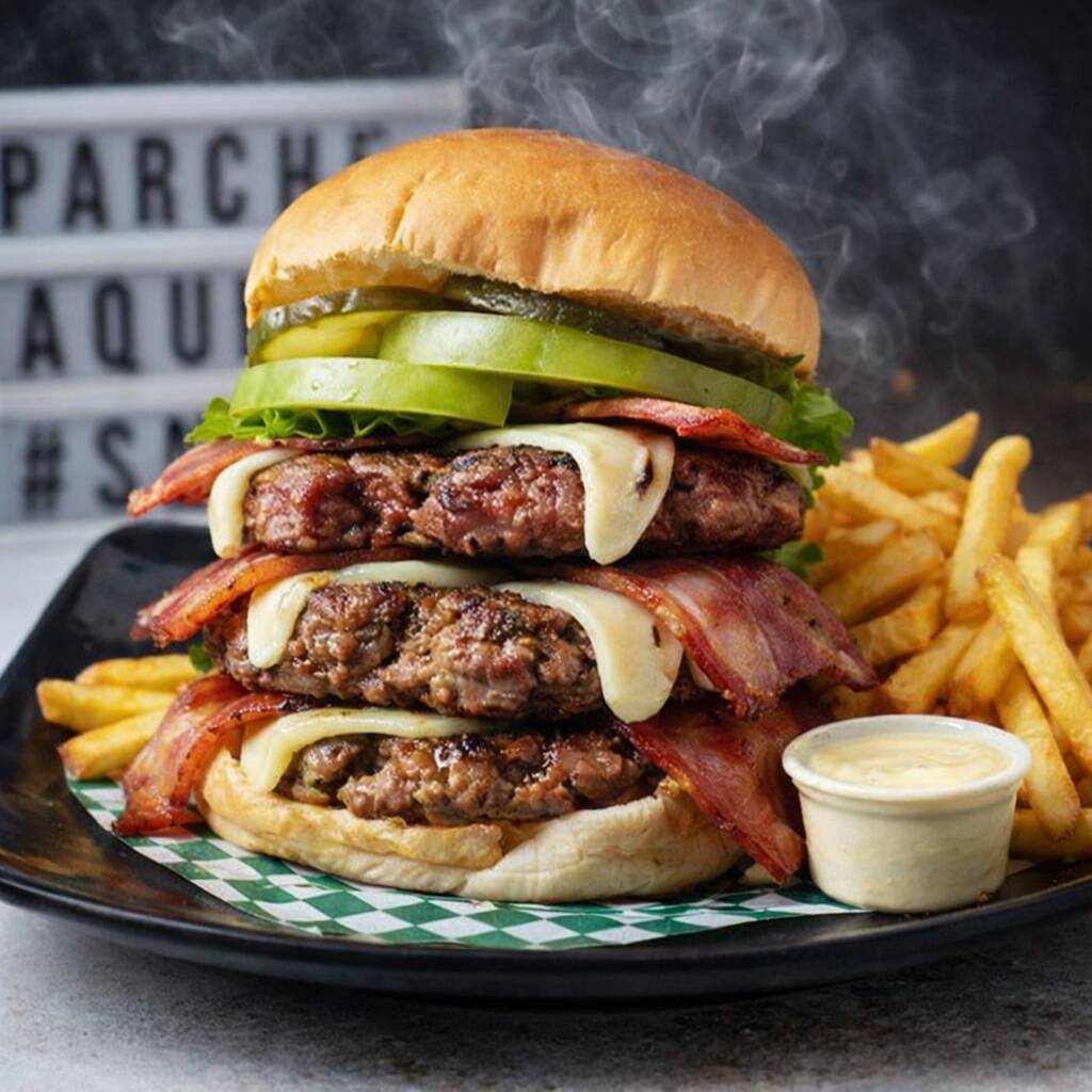 Hamburguesa Triple Carne + Papas Fritas 🔥🔥🔥