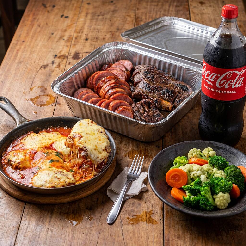 Combo Seleção 99, 2*Churrasco na Chapa, , 1*Mix de Legumes, 1*Coca-Cola Original 2l