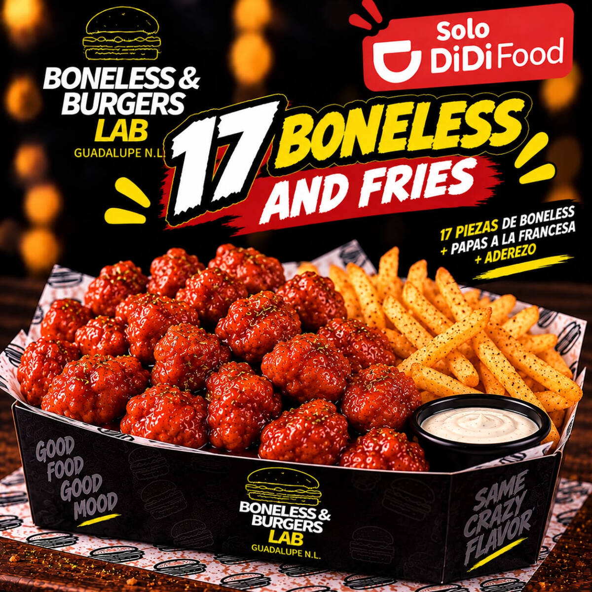 Boneless 17 and fries.
