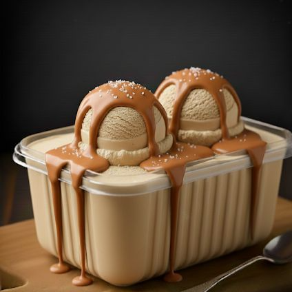 Sorvete cremoso de caramelo com toque de sal — equilíbrio perfeito entre doce e salgado, irresistível em cada colherada. (Imagem ilustrativa)