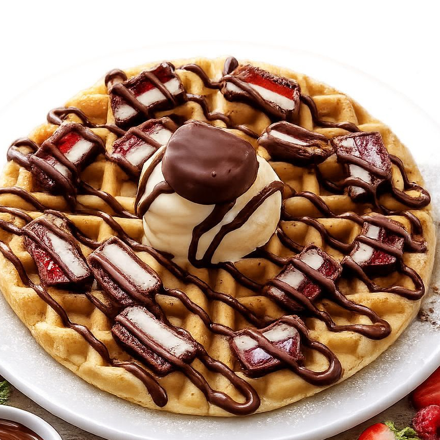 Waffle Bubulubu NUTELLA y Helado de Vainilla