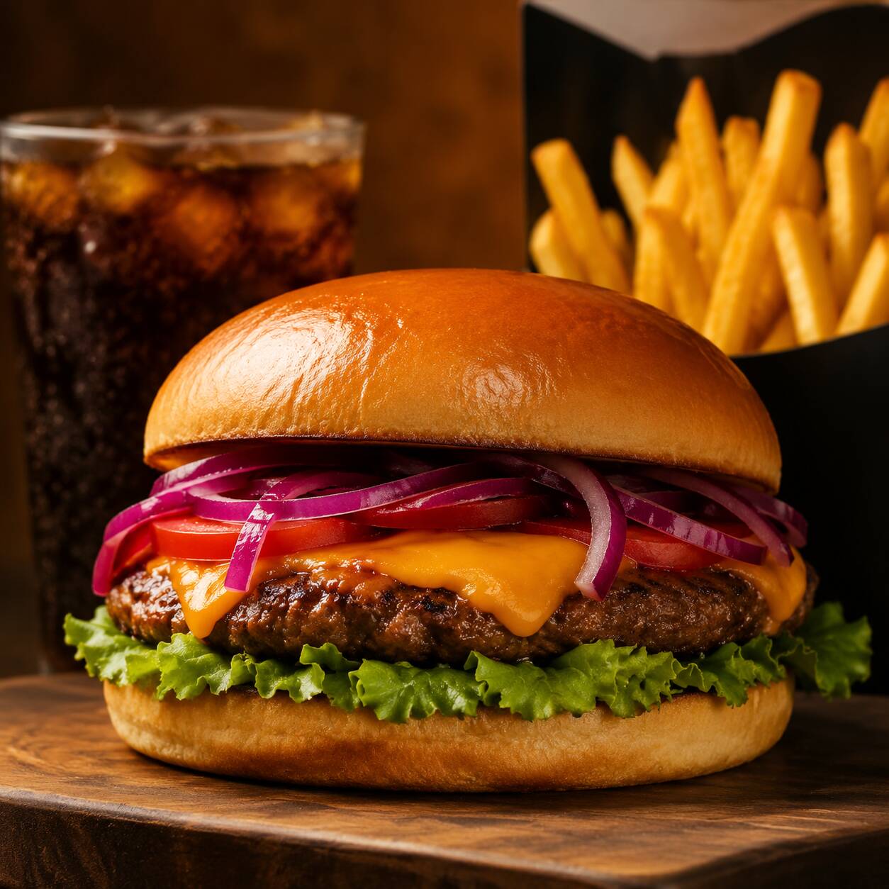 Delicioso Burguer X- Salada Fresh feito com Blend artesanal de 115g suculento, queijo, alface americano crocante fresquinha, tomate selecionado, maionese verde e molho especial no Pão Brioche Amanteigado.
Acompanha: Porção de batata frita individual + Refrigerante 350ml extremamente gelado.
