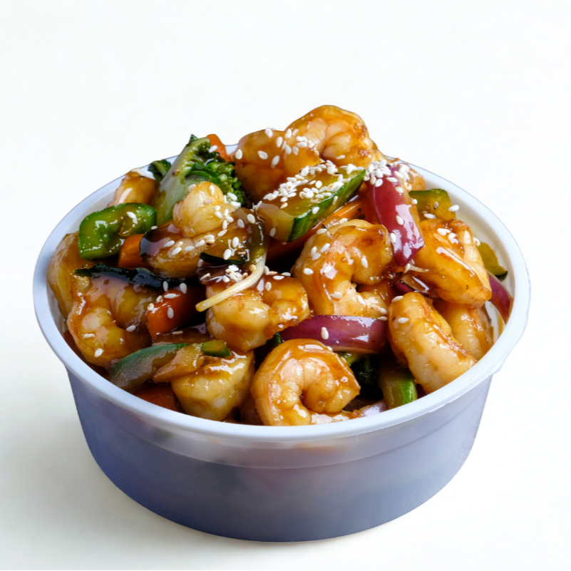 Camarones Salteados con Verduras