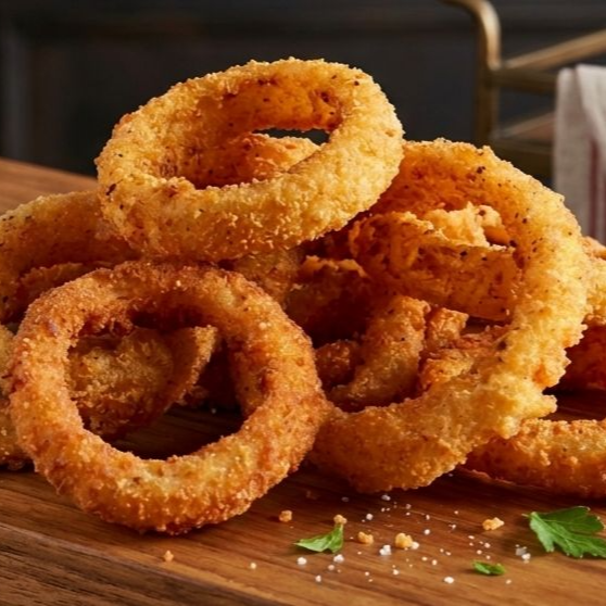 Aneis de cebola fritas