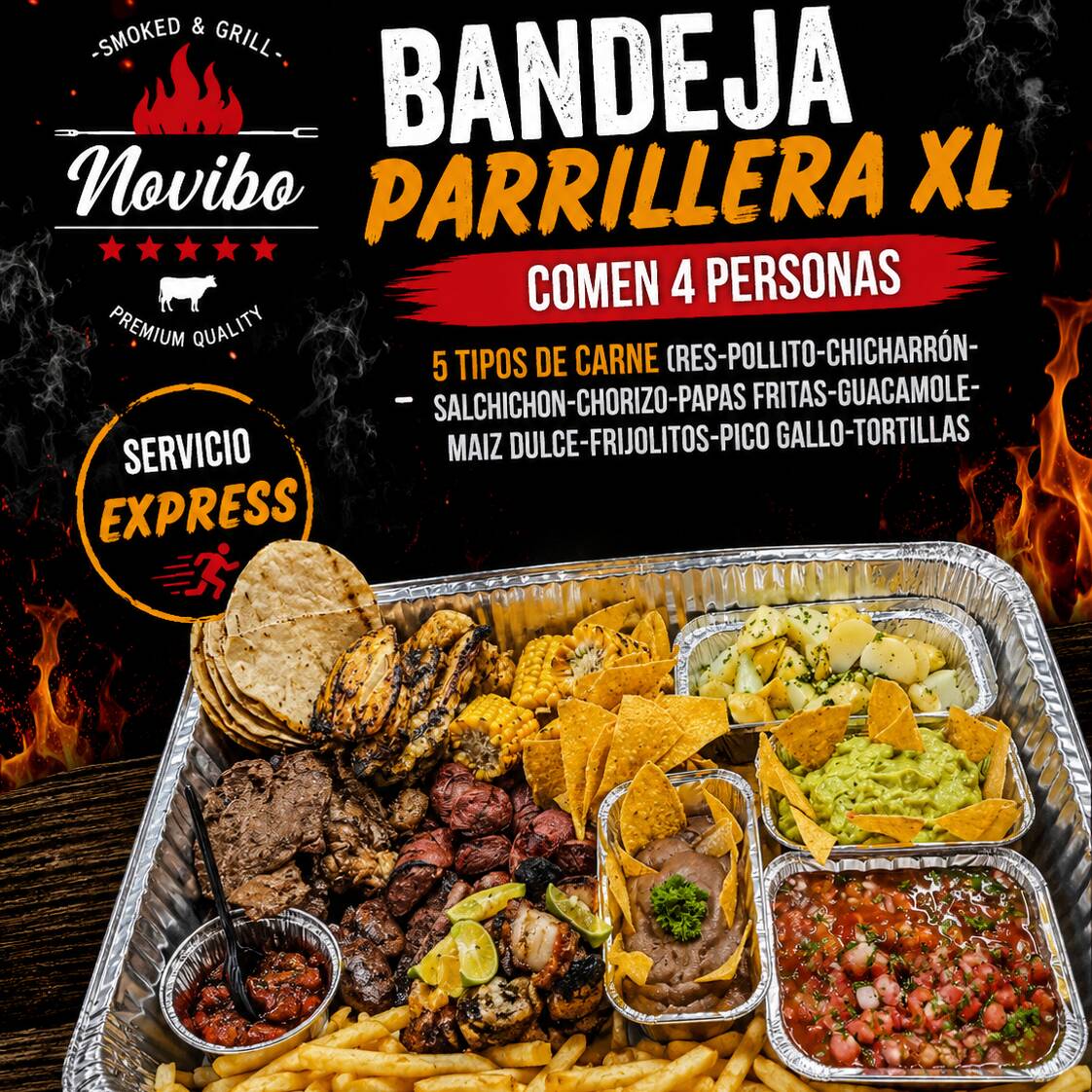 Bandeja Parrillera XL, 3 - 4 Personas