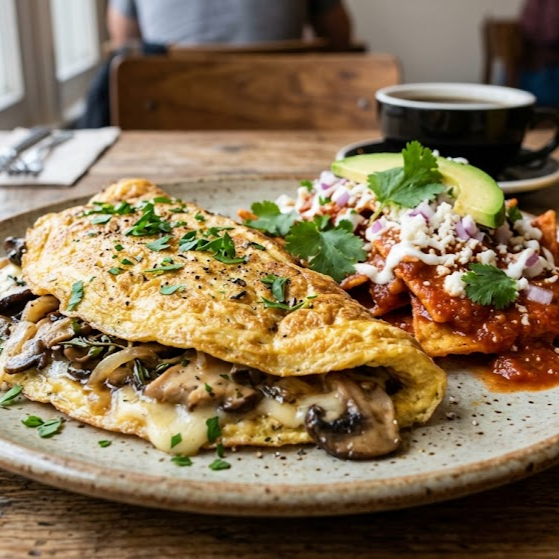Omelet de Setas con Chilaquiles