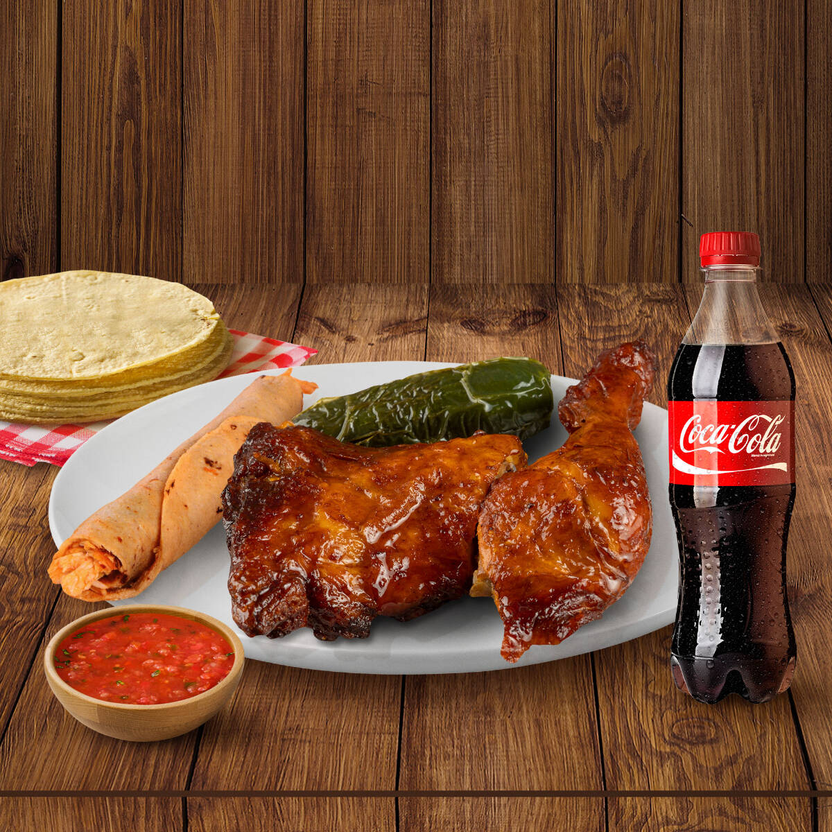 2 piezas + taco + bebida