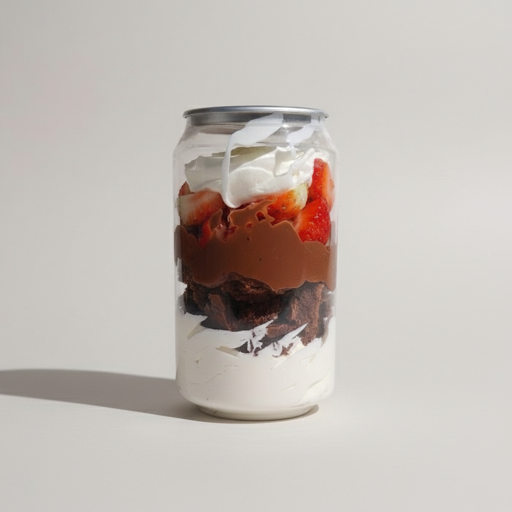 Delicioso mousse de ninho com pedacinhos de brownie , a extravagancia da pura nutella com morangos frescos picado . 1 latinha de 300 grs